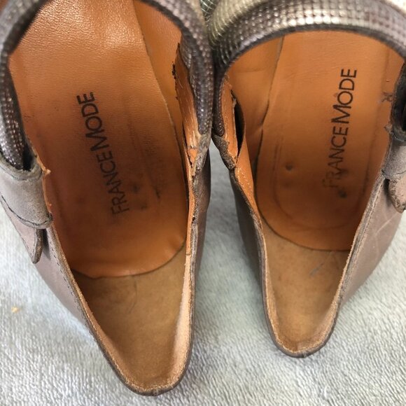 France Mode Block Heel Ankle Strap Leather Shoes Size 37 (6.5 US) - Picture 12 of 16